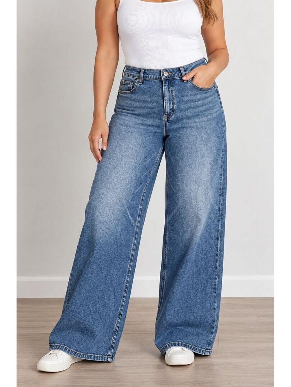 Quince Bella Stretch Wide Leg Jeans Womens 33 High Rise Twilight Blue Fray Plus